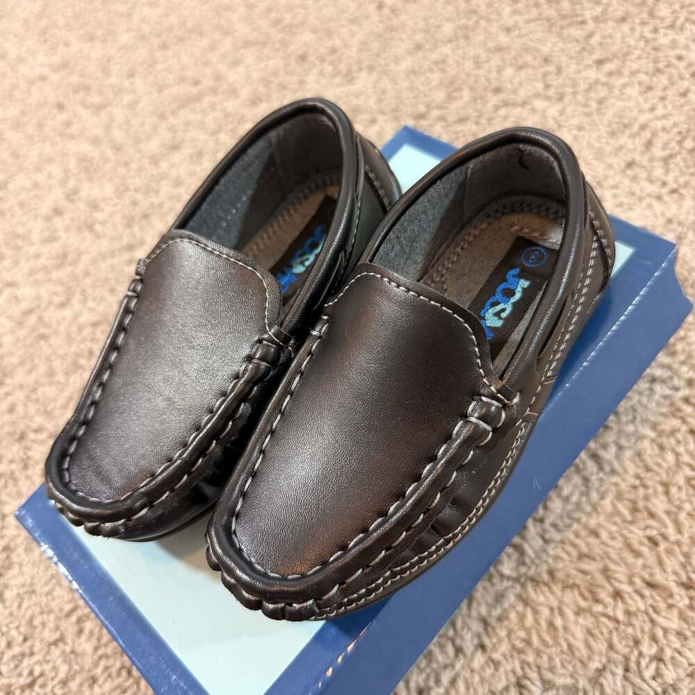Josmo Boys Black Slip On Dress Shoes Loafers Toddler Size 6 Formal EUC